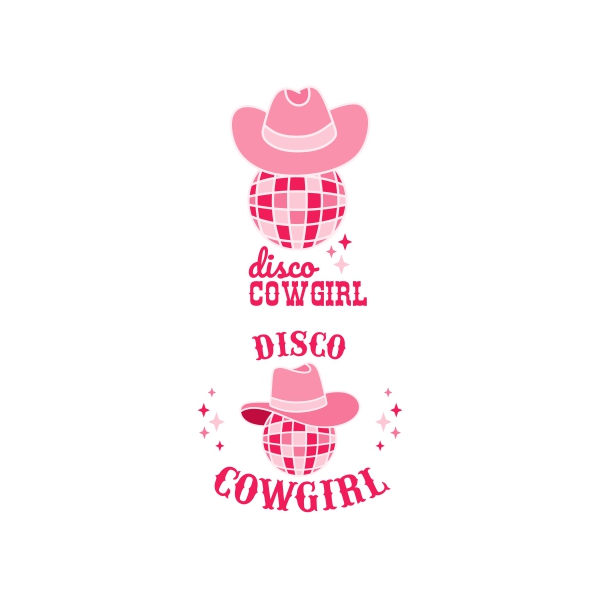 Disco Cowgirl with Cowboy Hat and Mirror Disco Ball SVG Cuttable Designs