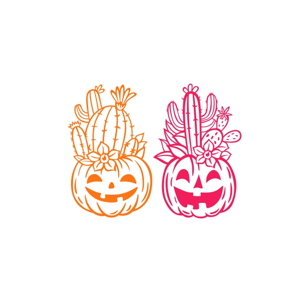 Cactus Pumpkin Halloween SVG Cuttable Designs