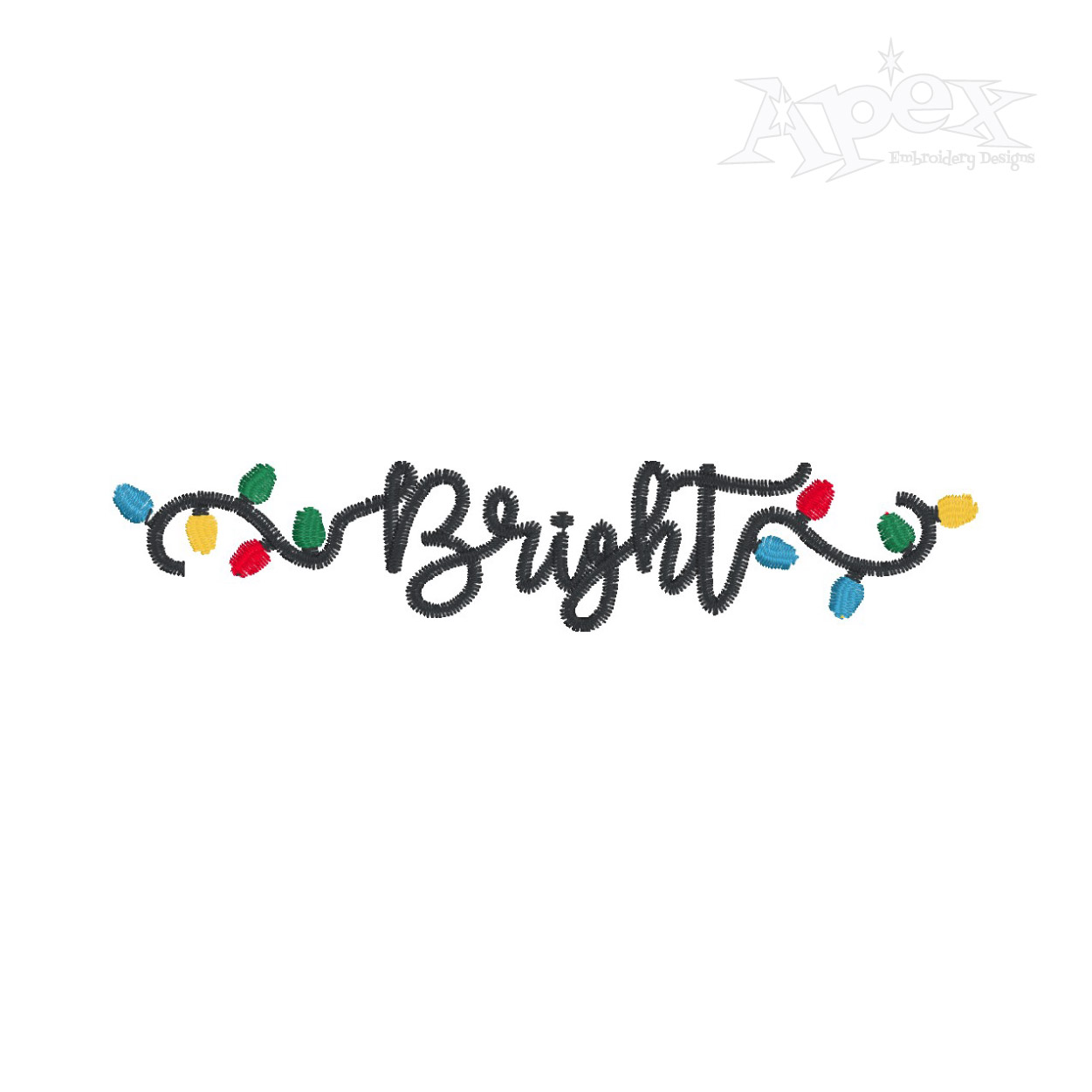 Christmas Lights String Bright Embroidery Designs
