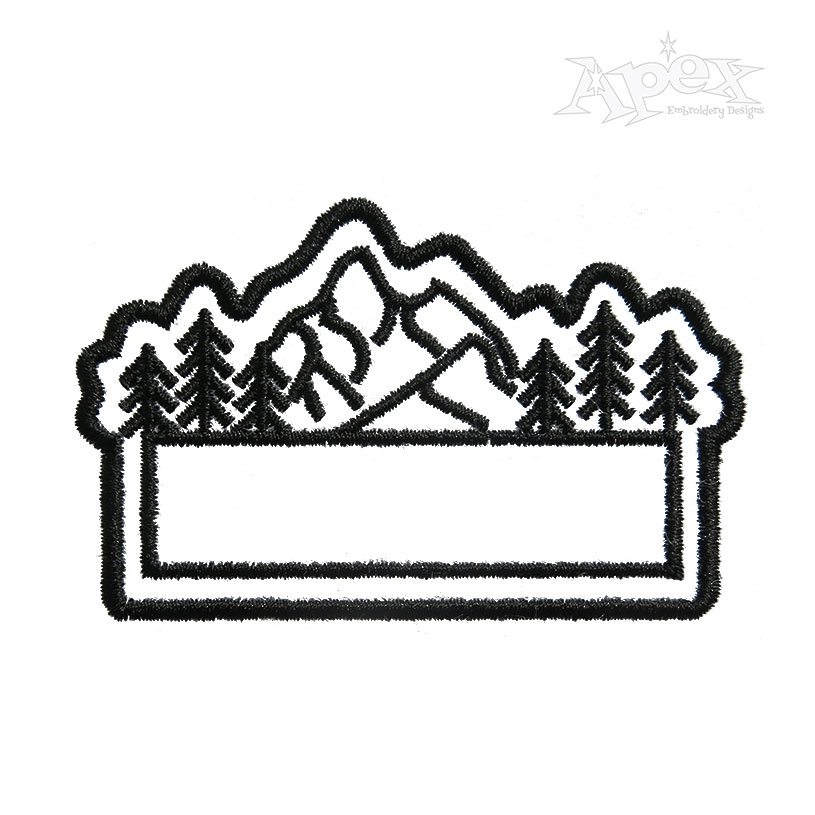 Mountain Forest Rectangle Frame Embroidery Design