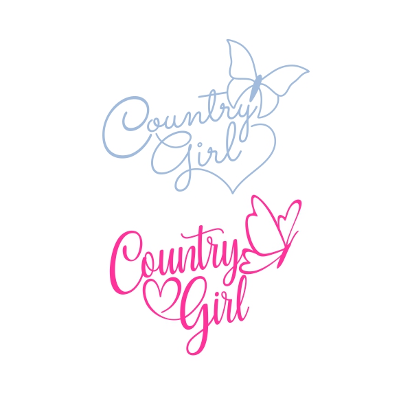 Country Girl Heart Butterfly SVG Cuttable Designs