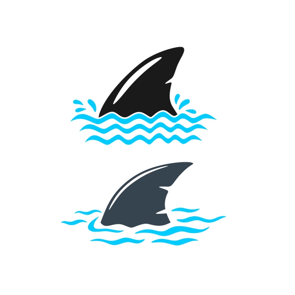 Ocean Shark Fin Wave SVG Cuttable Designs