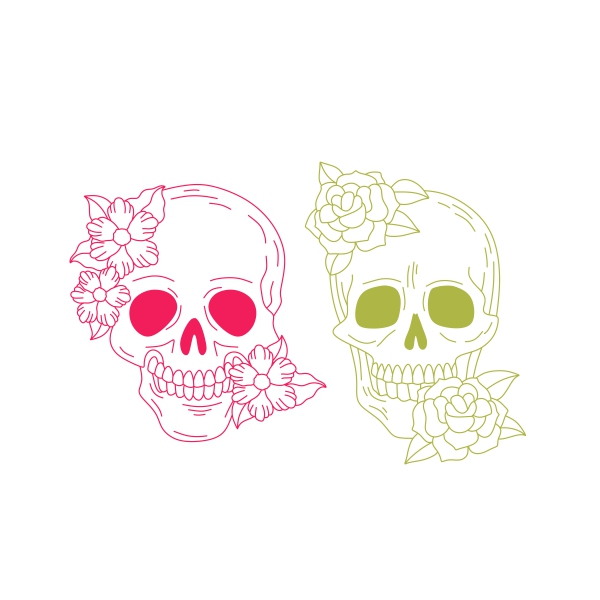 Floral Skull with Flowers SVG Cuttable Designs