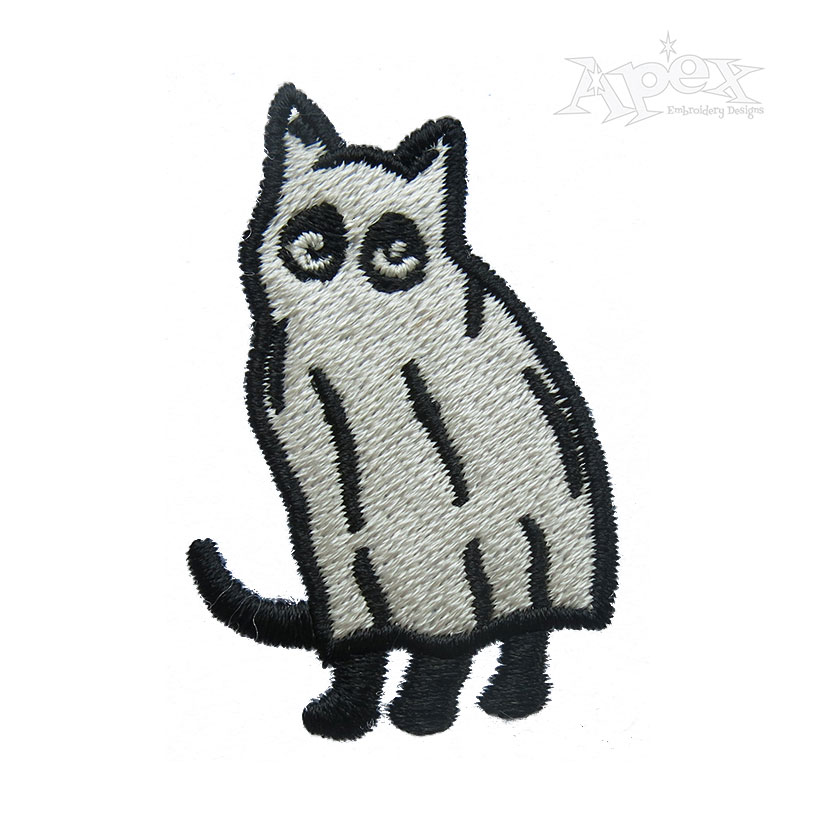 Halloween Ghost Cat Embroidery Design