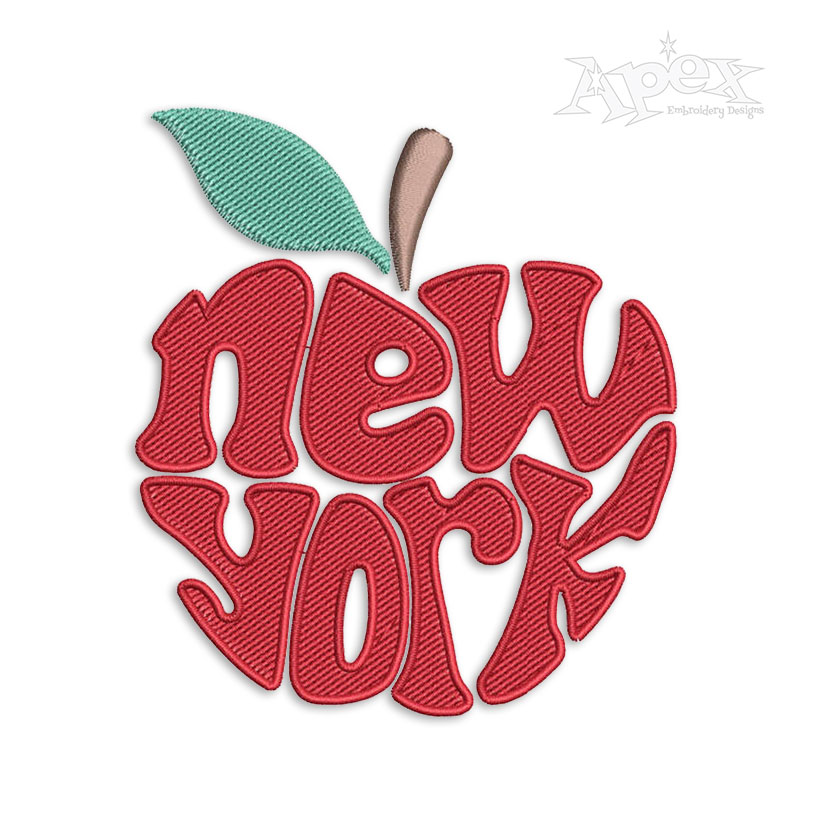 Apple NYC New York City Embroidery Design
