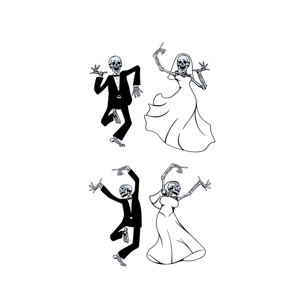 Halloween Wedding Skeletons Bride and Groom Couple SVG Cuttable Designs