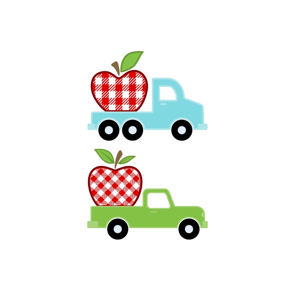 Plaid Apple on Pickup Truck SVG Cuttable Designs