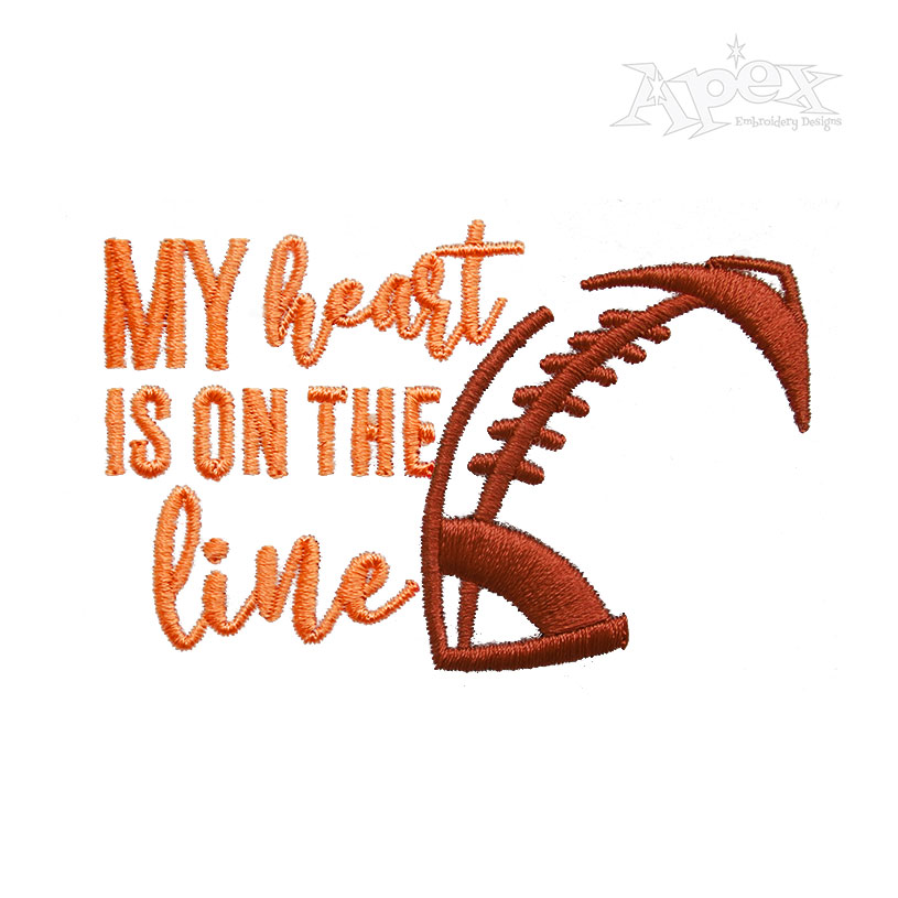 My Heart is on the Line Football Embroidery Design