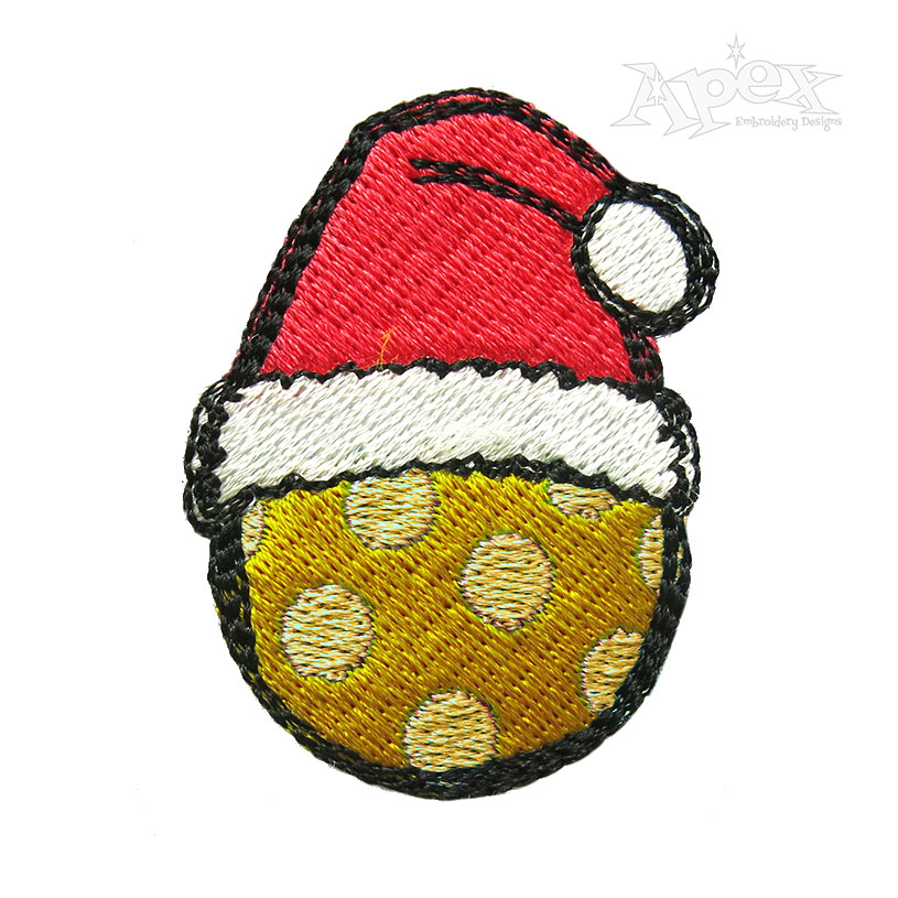 Christmas Santa Hat Pickleball Embroidery Design