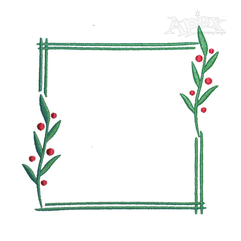 Laurel Holly Square Frame Embroidery Design