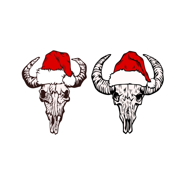 Christmas Santa Longhorn Skull SVG Cuttable Designs