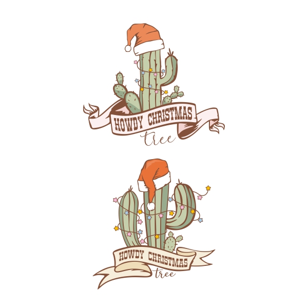 Howdy Christmas Cactus Santa SVG Cuttable Designs