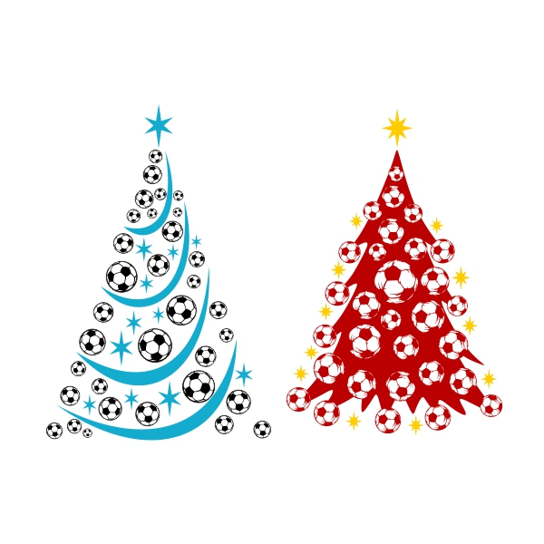 Christmas Soccer Football Ball Tree SVG Cuttable Designs