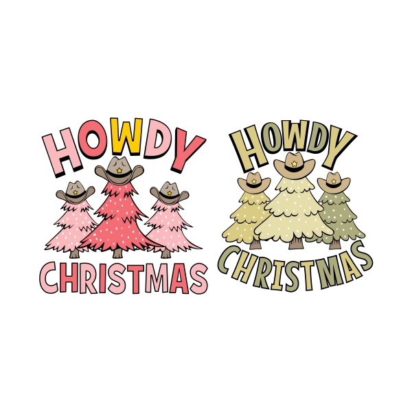 Western Howdy Christmas Trees SVG Cuttable Designs