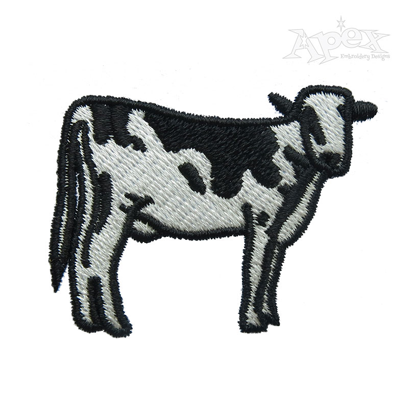 Minimal Cow Embroidery Design
