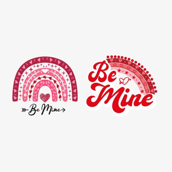 Be Mine Heart Valentine Rainbow SVG Cuttable Designs