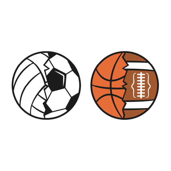 Half Balls Sport Icon SVG Cuttable Designs Basketball Football Volleyball Soccer