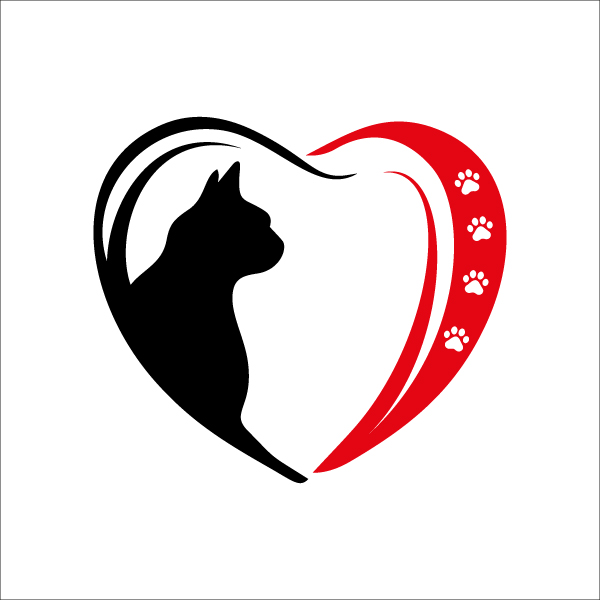 Cat Silhouette Heart SVG Cuttable Design
