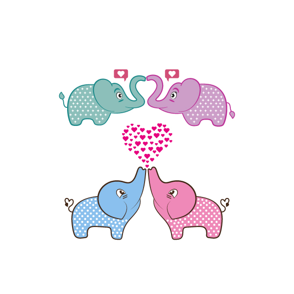 Elephants Couple Love SVG Cuttable Designs
