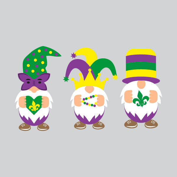 Mardi Gras Gnomes Pack SVG Cuttable Designs