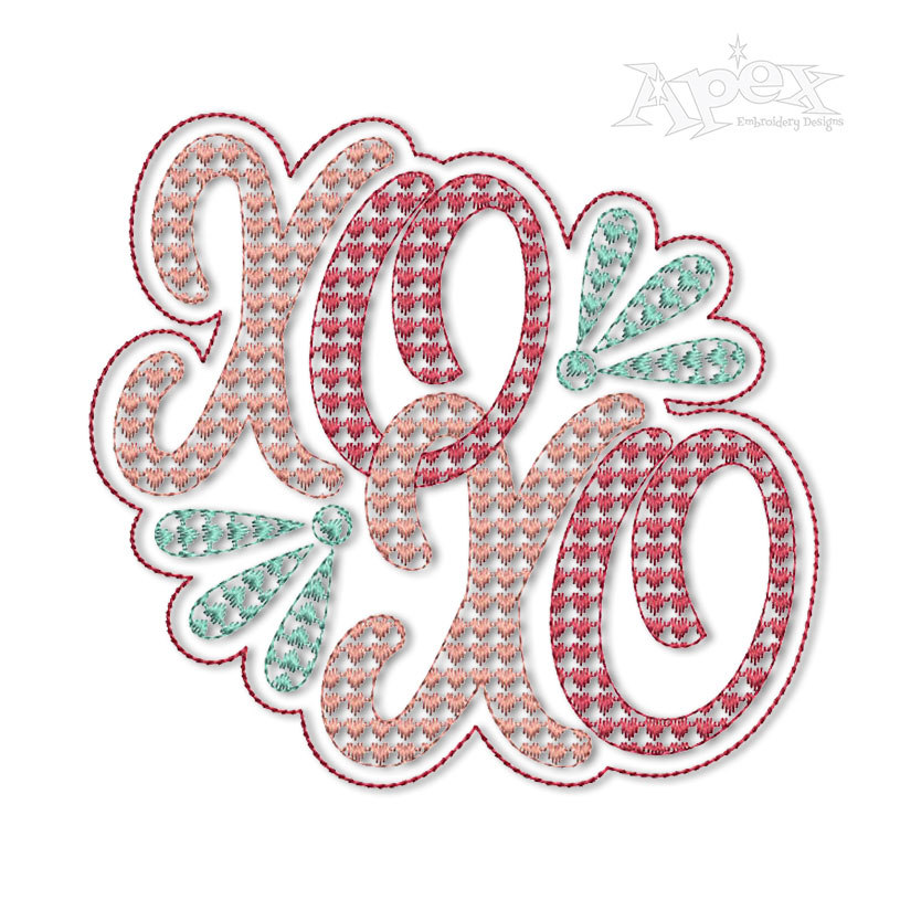 Valentine XOXO Heart Embroidery Design