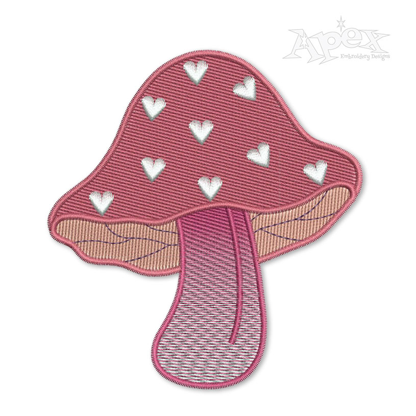 Valentine Hearts Mushroom Embroidery Design