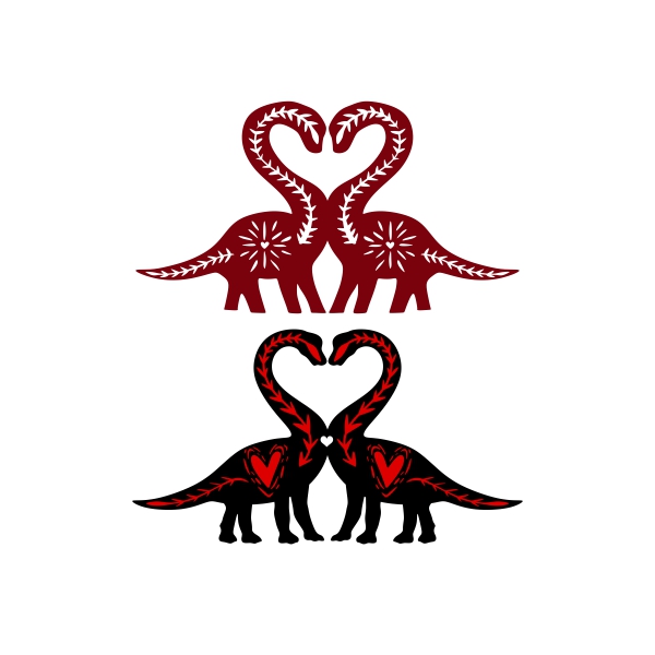 Couple Enamored Heart Dinosaur Dino SVG Cuttable Designs