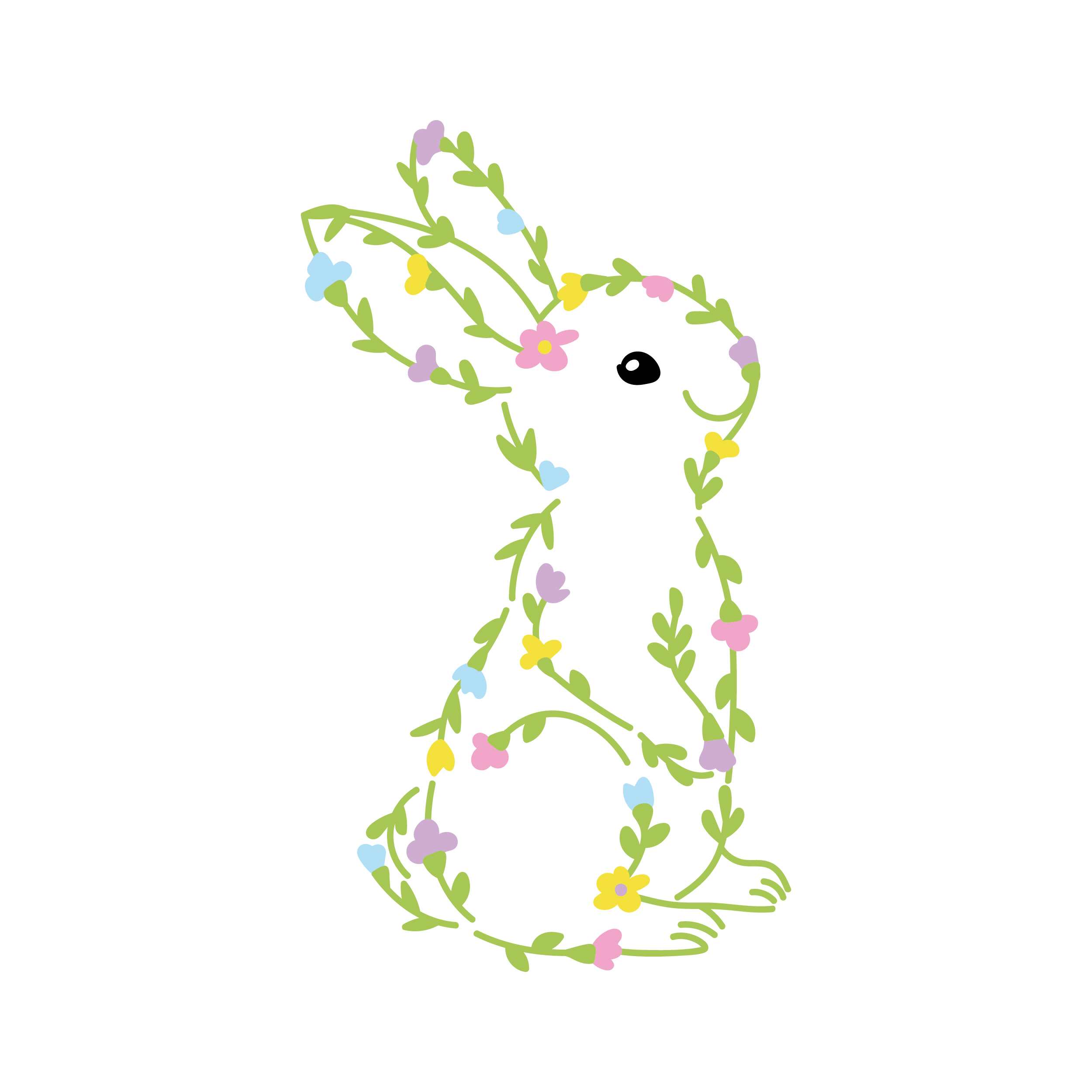 Flower Bunny Easter Floral Rabbit SVG Cuttable Designs