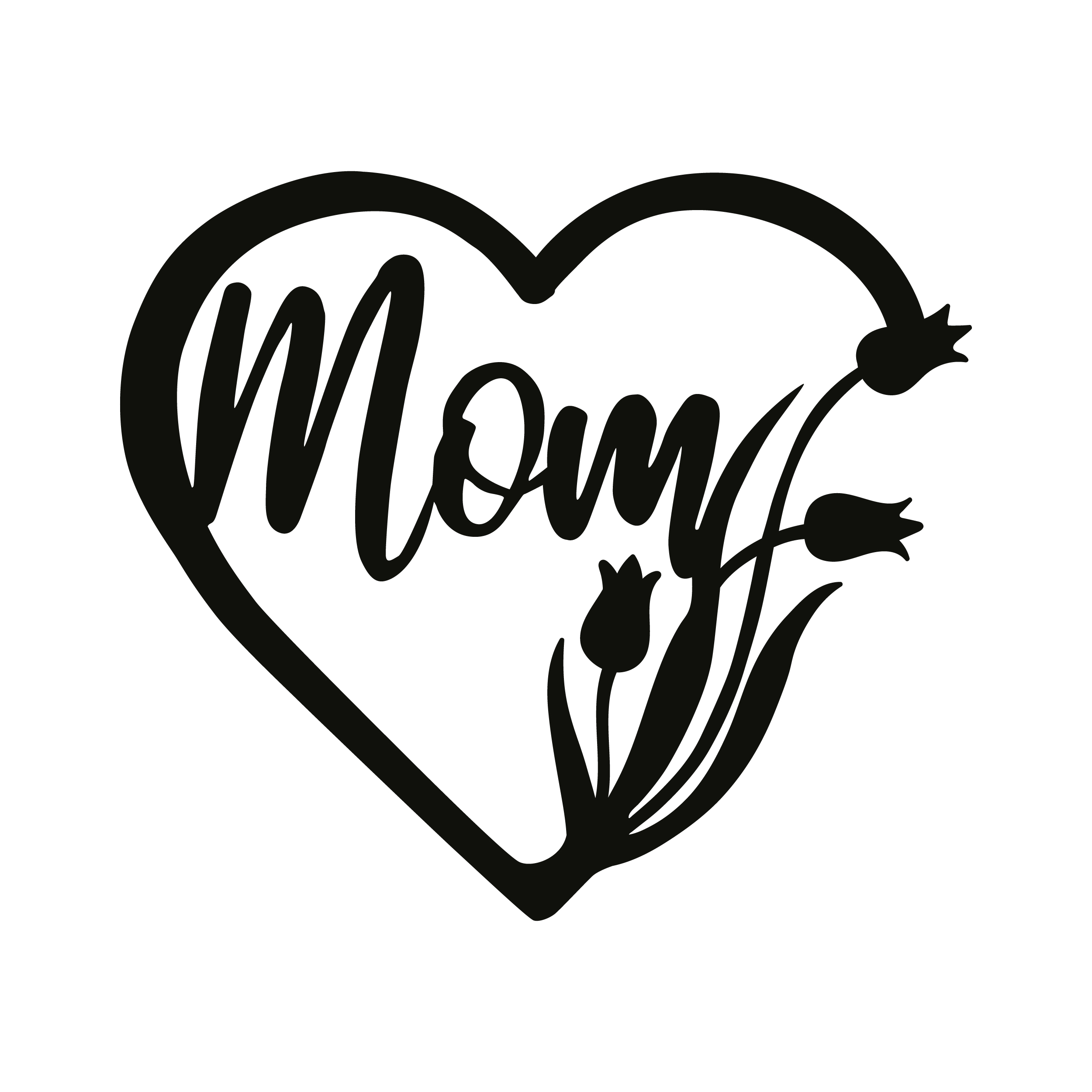 Mom Heart Flowers SVG Cuttable Design