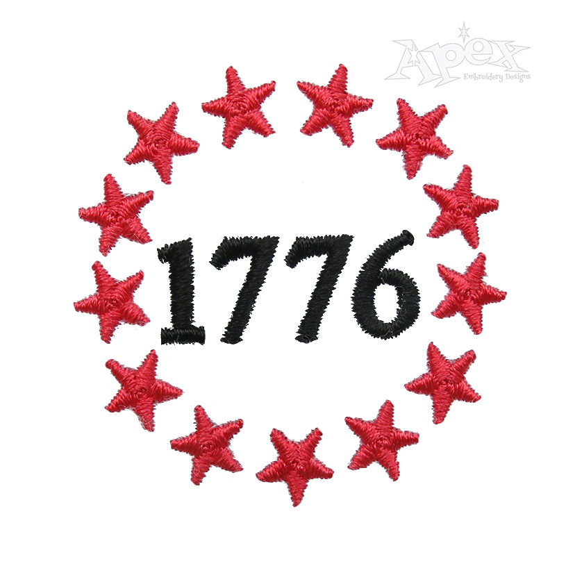 1776 with 13 Stars Embroidery Design