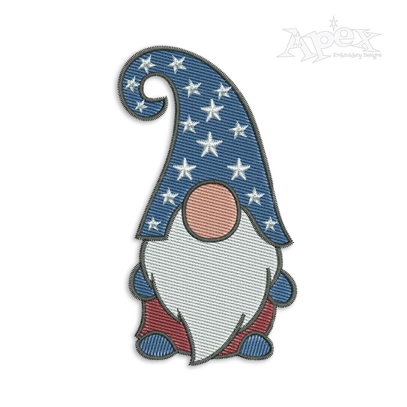 July 4th Male Gnome Embroidery Design