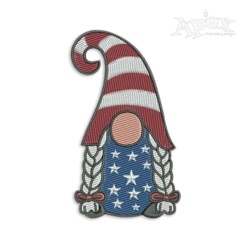 July 4th Female Gnome Embroidery Design