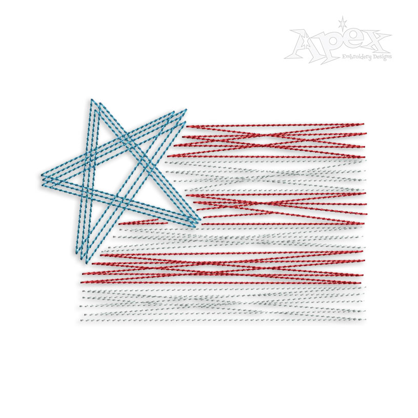 Star and Stripe USA Flag Embroidery Design