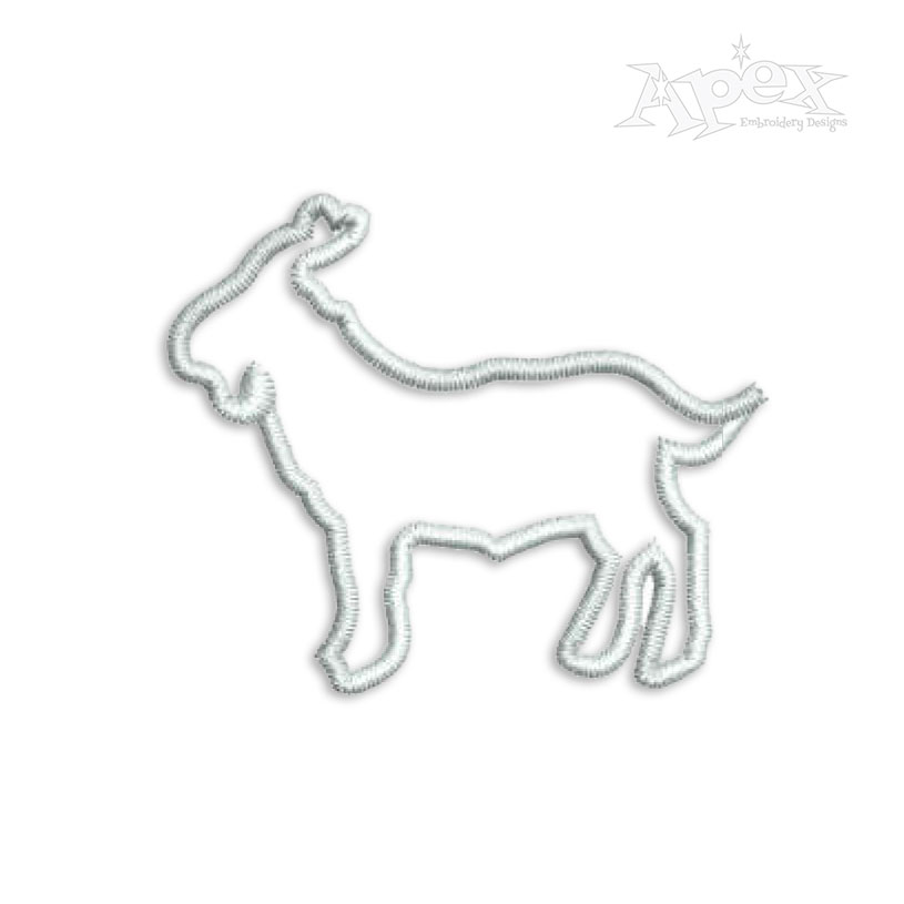 Goat Silhouette Outline Embroidery Design