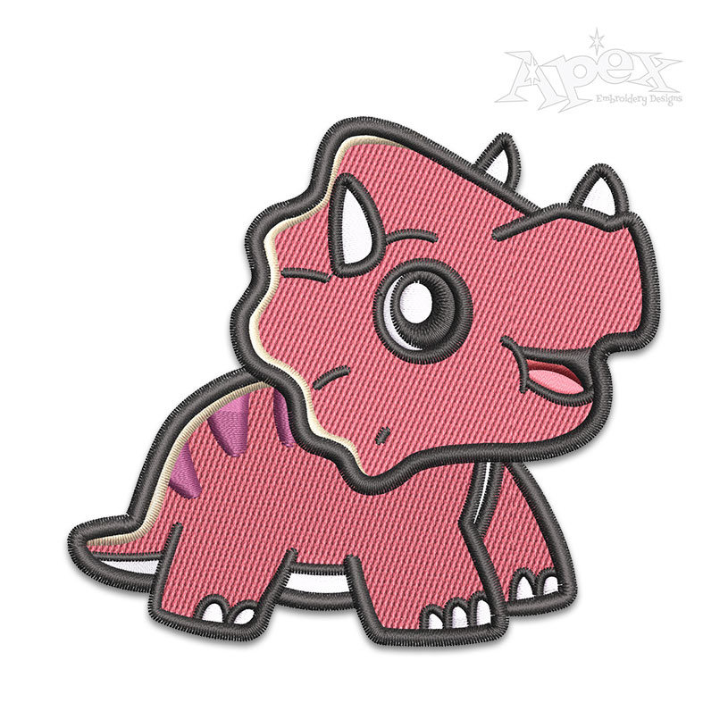 Triceratops Dinosaur Dino Embroidery Design