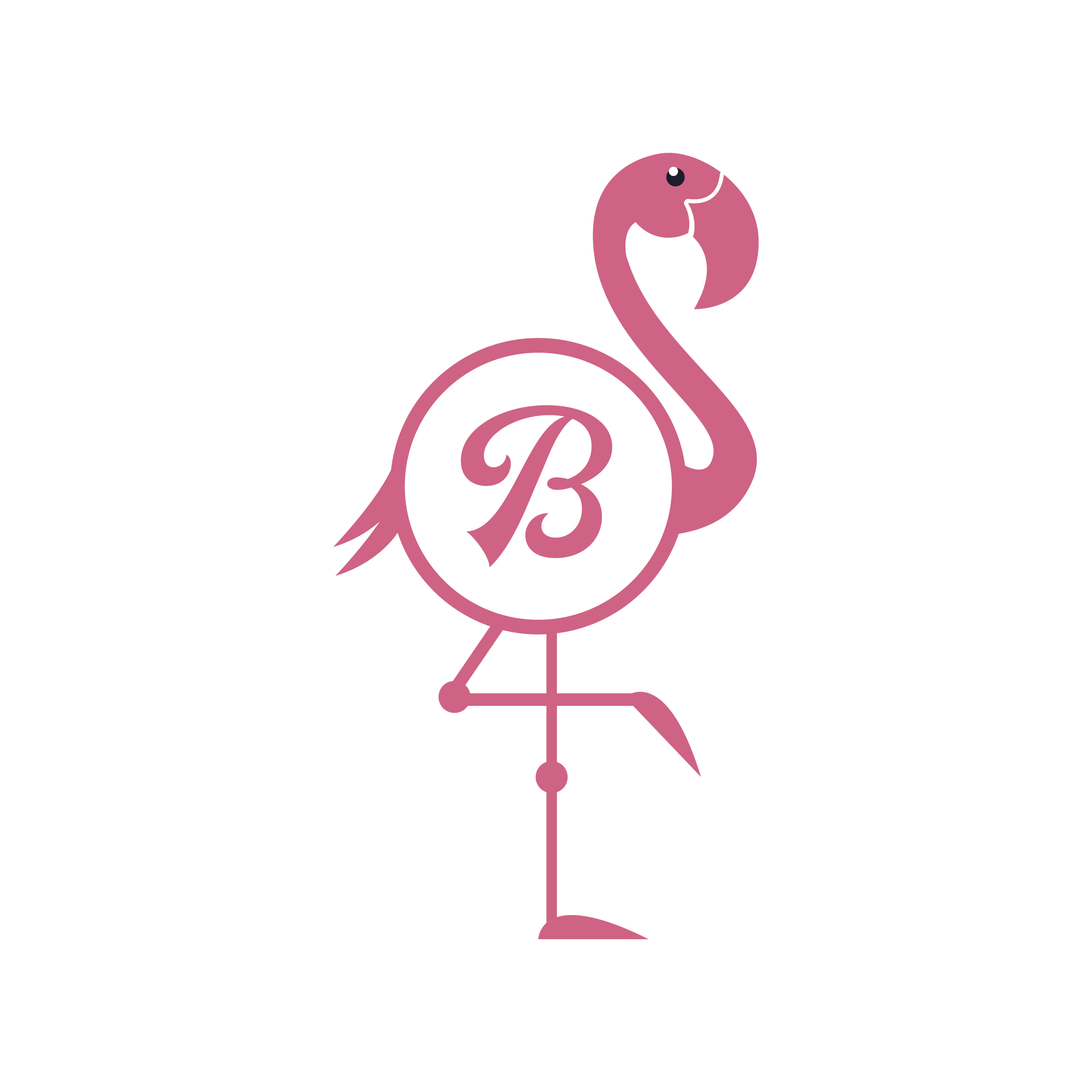 Standing Flamingo Circle Monogram Frame SVG Cuttable Design
