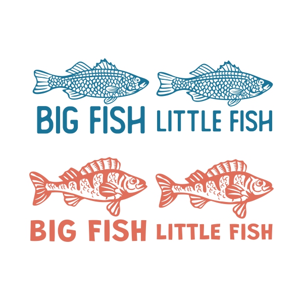 Father Son Big Little Fish SVG Cuttable Designs