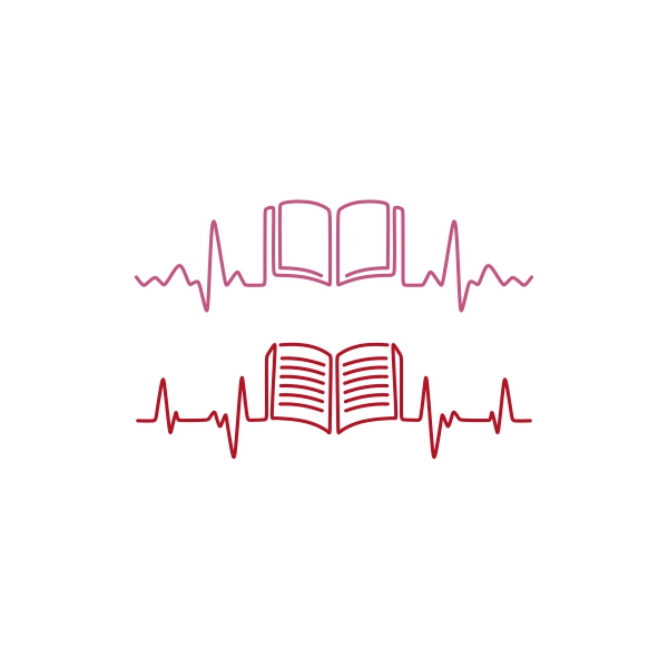 Book Lover SVG ECG Heartbeat Line Signal