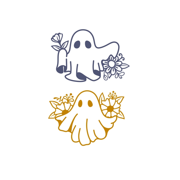 Cute Ghost with Flowers SVG