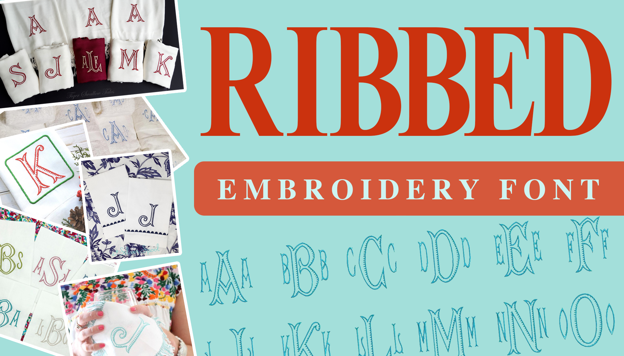 Projects of Ribbed Monogram Embroidery Font