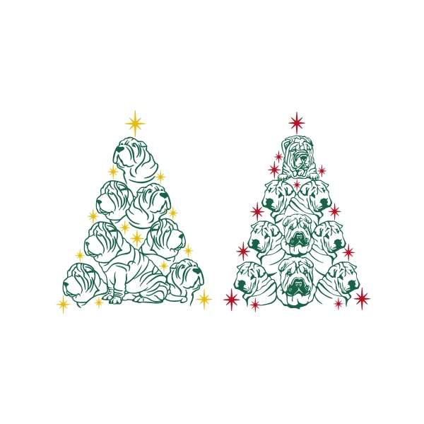 Shar-Pei Dog Christmas Tree SVG