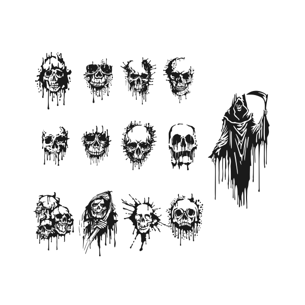 Ink Drop Skull Pack SVG