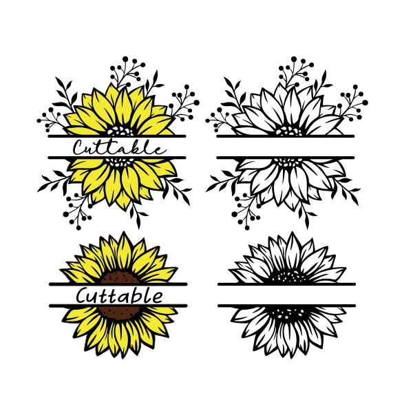 Sunflower Split Frame SVG