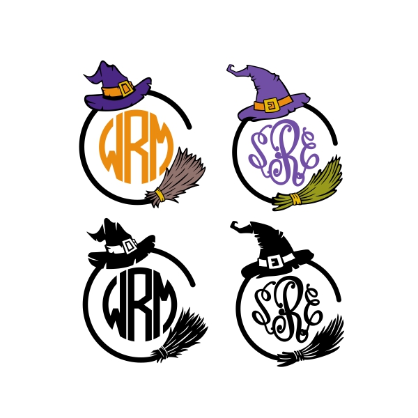 Halloween Witch Hat Monogram Frame SVG