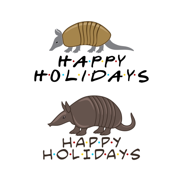 Happy Holidays Armadillo SVG Cut File Vector Cuttable Designs