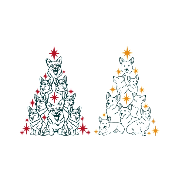 Christmas Corgi Dog Tree SVG Cut File Vector Designs