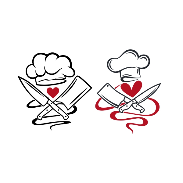 Cross Knifes Chef Heart SVG Cuttable Design