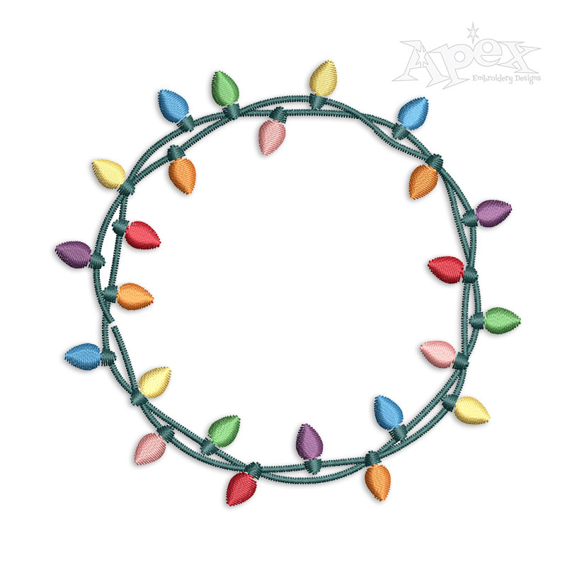 Christmas Light String Circle Machine Embroidery Design