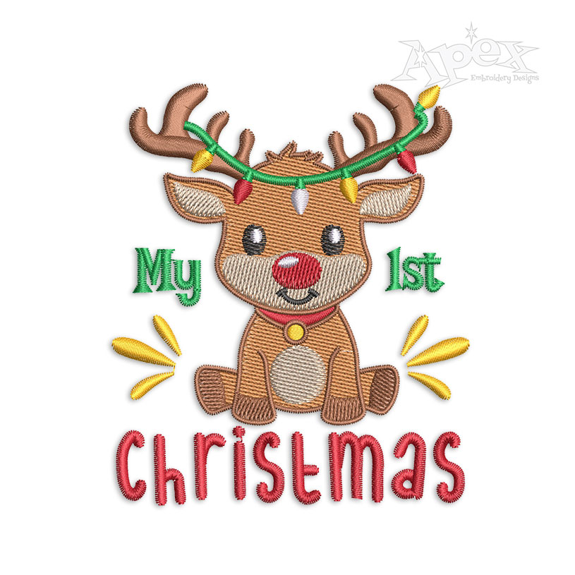 My 1st Christmas Reindeer #2 Machine Embroidery Design