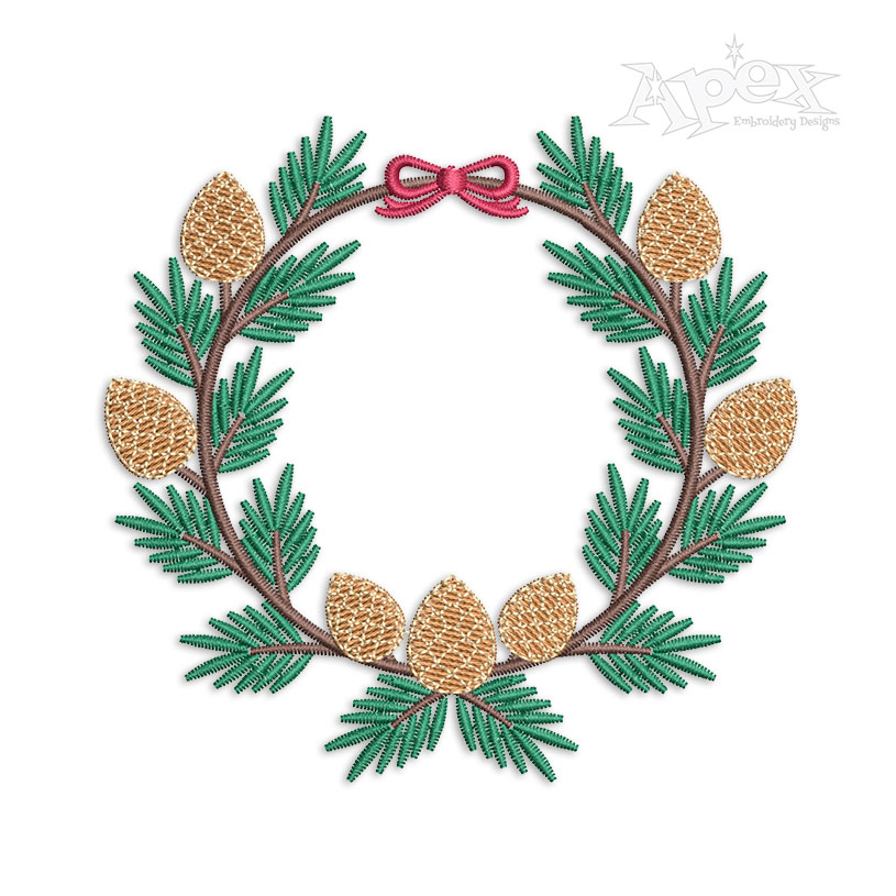 Christmas Acorn Wreath Machine Embroidery Design - Apex